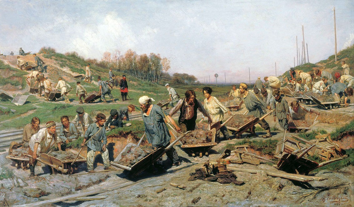 Ремонтные работы на железной дороге. 1874